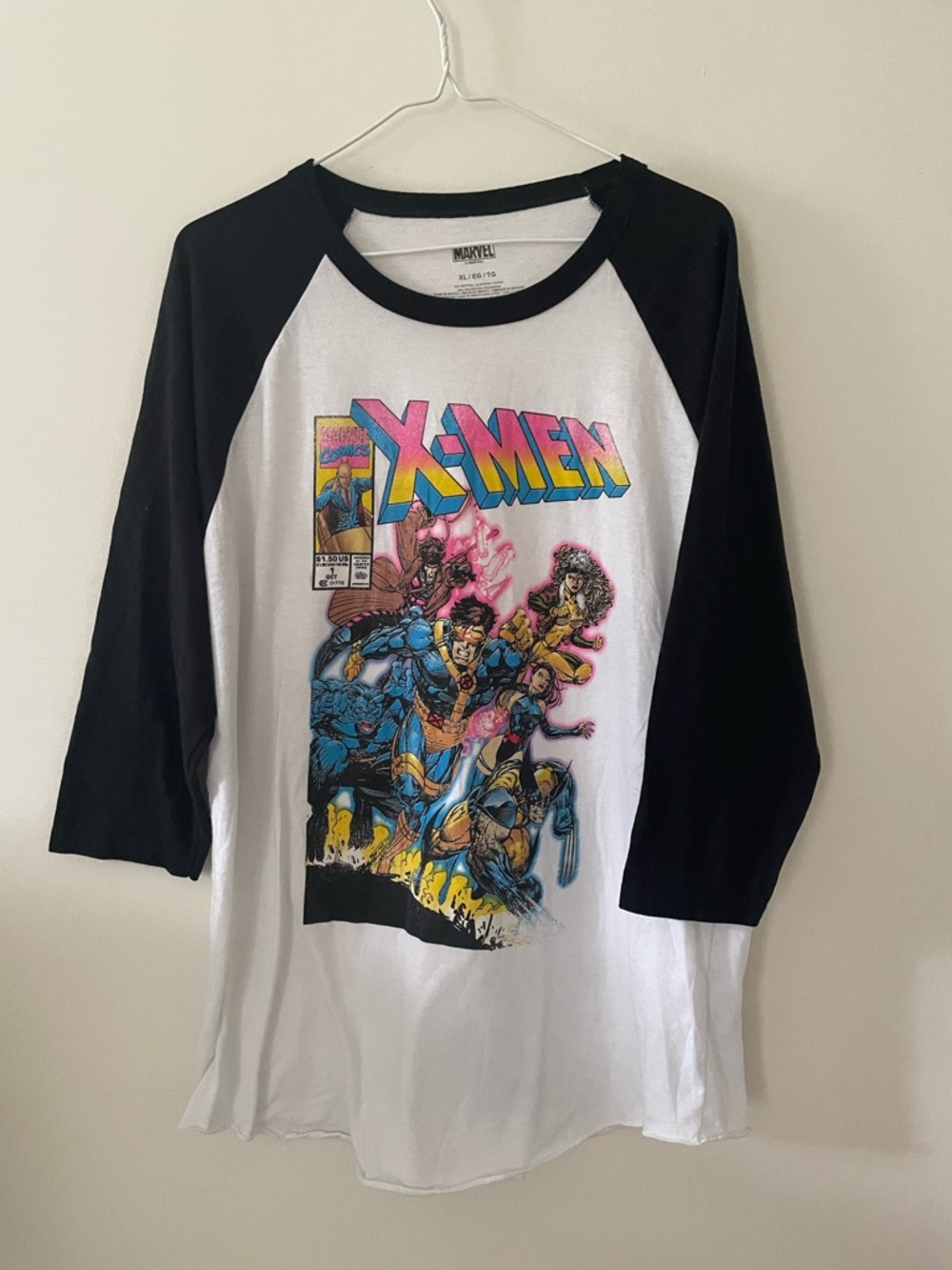 Marvel White Tee with Black Trim - Crew Neck Graphic
